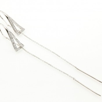 Pendientes Largos Oro Blanco Brillantes