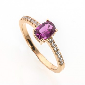 Anillo Zafiro Ceylán rosa y brillantes