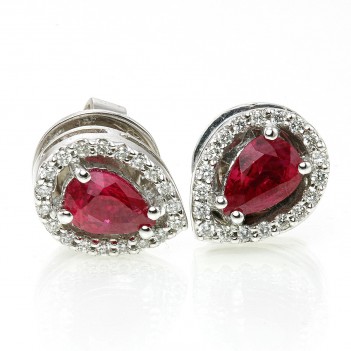 Pendientes con rubíes talla oval