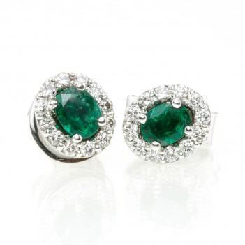 Pendientes oro blanco esmeraldas ovales