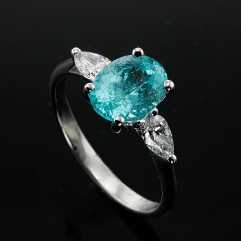 Anillo en oro blanco Turmalina Paraiba