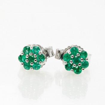 Pendientes estilo rosetón esmeralda