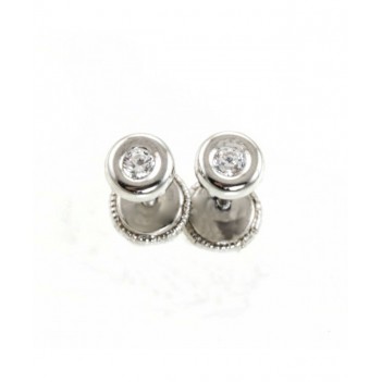 Pendientes bebé oro blanco circonitas