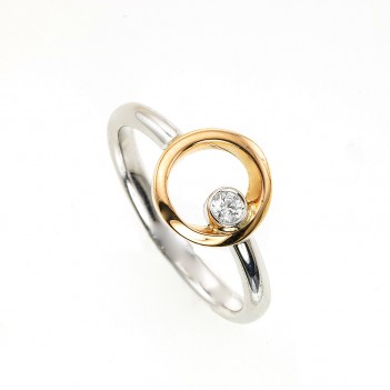 Anillo oro bicolor brillante 0.06 quilates