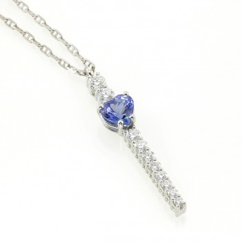 Colgante en oro blanco tanzanita brillantes