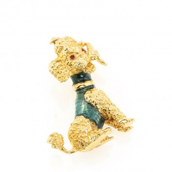 Broche en oro amarillo caniche