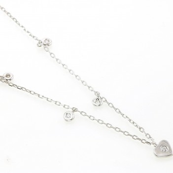 Collar-cadena en oro blanco corazón