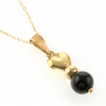 Colgante oro amarillo con bola de azabache