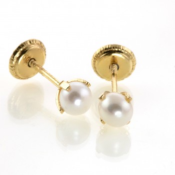 Pendientes niña perla en oro amarillo