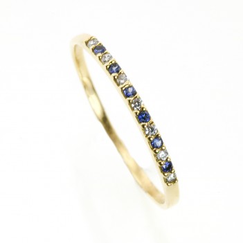 Anillo oro amarillo circonitas azules