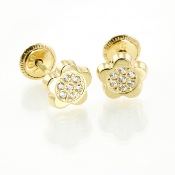 Pendientes flor oro amarillo circonitas