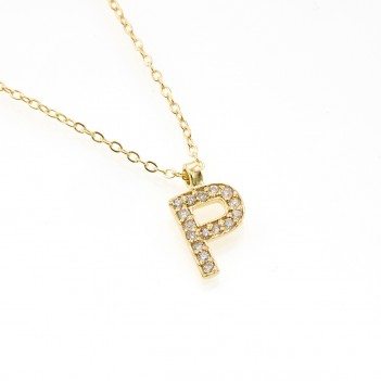 Colgante oro amarillo Letra P brillantes