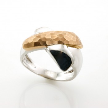 Anillo oro blanco detalle oro rosa