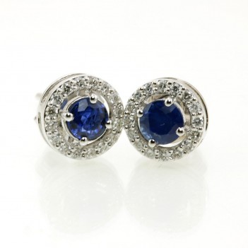 Pendientes oro blanco zafiros y brillantes